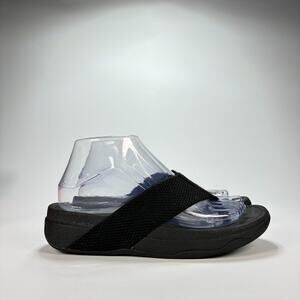 FitFlop Surfa Black Orthopedic Thong Wide Straps Sandals H84-001 Women's Size 7
